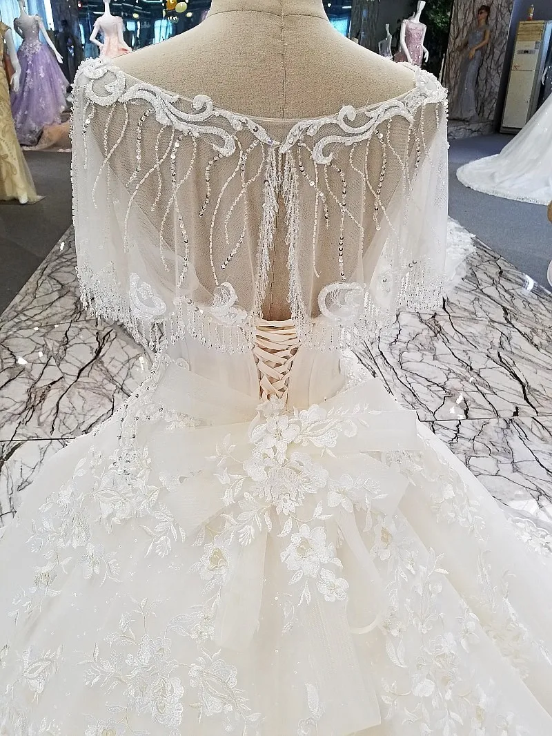 Свадебные платья Vestido De Noiva кружевными цветами цвета слоновой кости с круглым