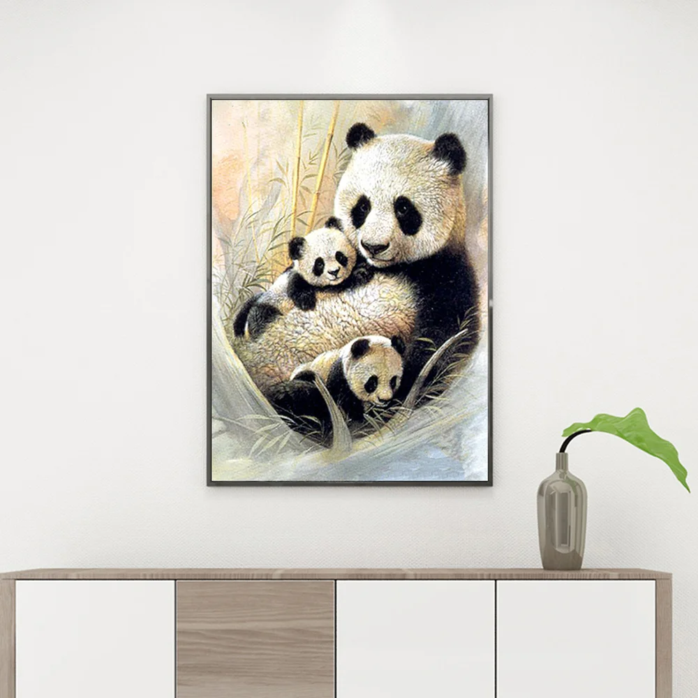 Oly 5D Diamond Painting Panda Mama Full Round Mosaic Sale Rhinestone Cute Baby Embroidery | Дом и сад
