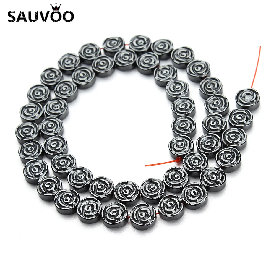 Бусины из натурального черного гематита 6/8 мм с 2 отверстиями | Украшения и