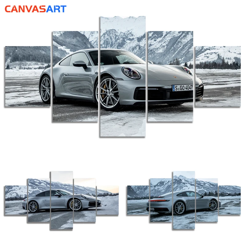 Холст искусство 5 шт. HD фотографии роскошный спортивный автомобиль 911 Carrera 4S холст