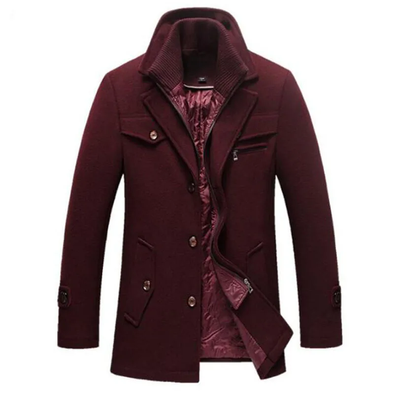 Wine Red ISurvivor, мужские зимние толстые куртки, пальто, Jaqueta Masculina, мужские повседневные Модные приталенные хлопковые куртки большого размера, Hombre - Цвет: Wine Red