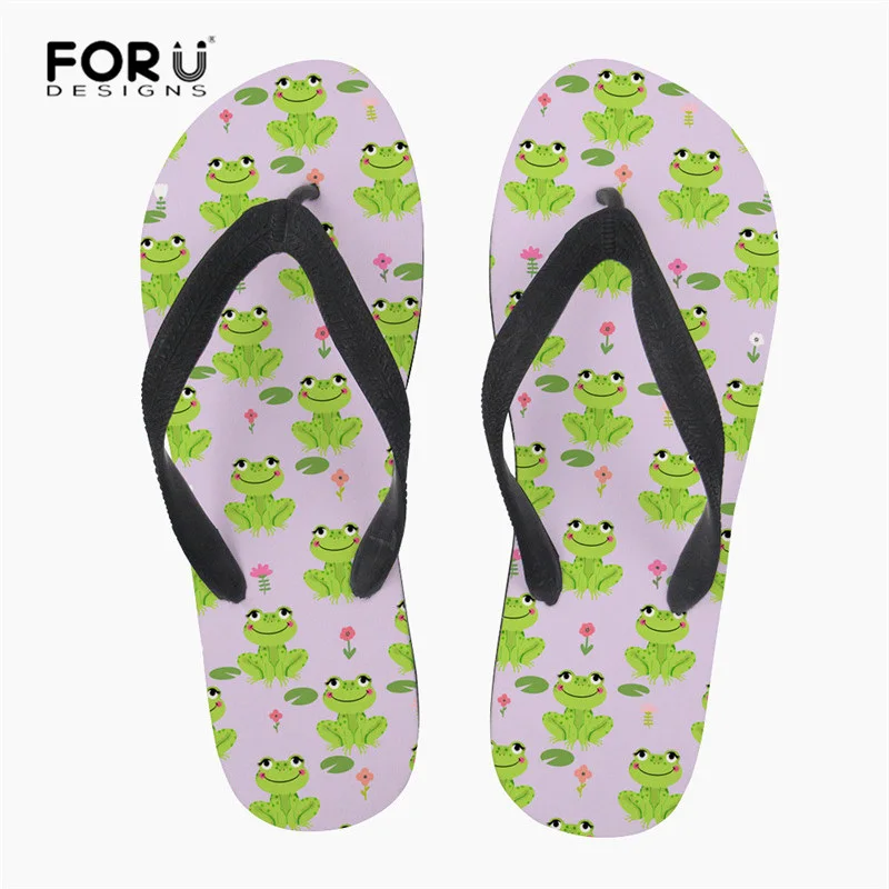 Forusus/Новое поступление летние мужские шлепанцы с зеленым принтом лягушки