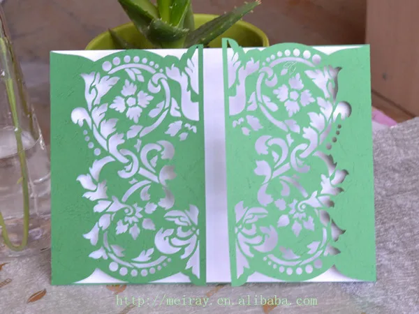 

invitation cards green,laser cutting wedding card invitations green