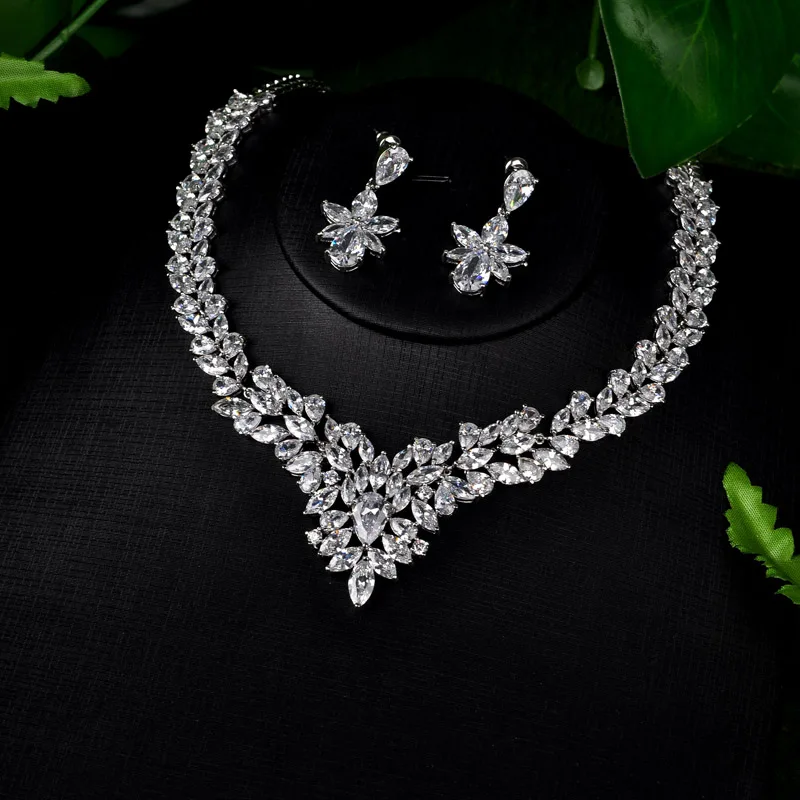 Женский Свадебный комплект из 8 предметов ювелирных изделий в форме цветка с