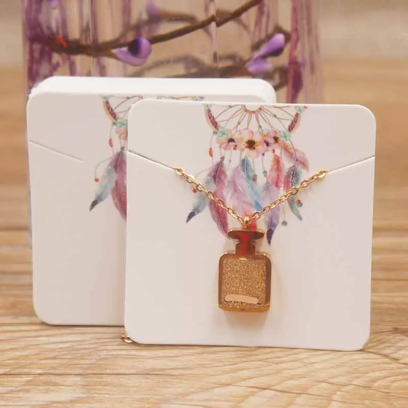 card same as pic 24 Дизайн ювелирных изделий дисплей ожерелье талисманы посылка карты 50 шт крафт Ловец снов/мрамор стиль кулон дисплей бирка - Цвет: card same as pic
