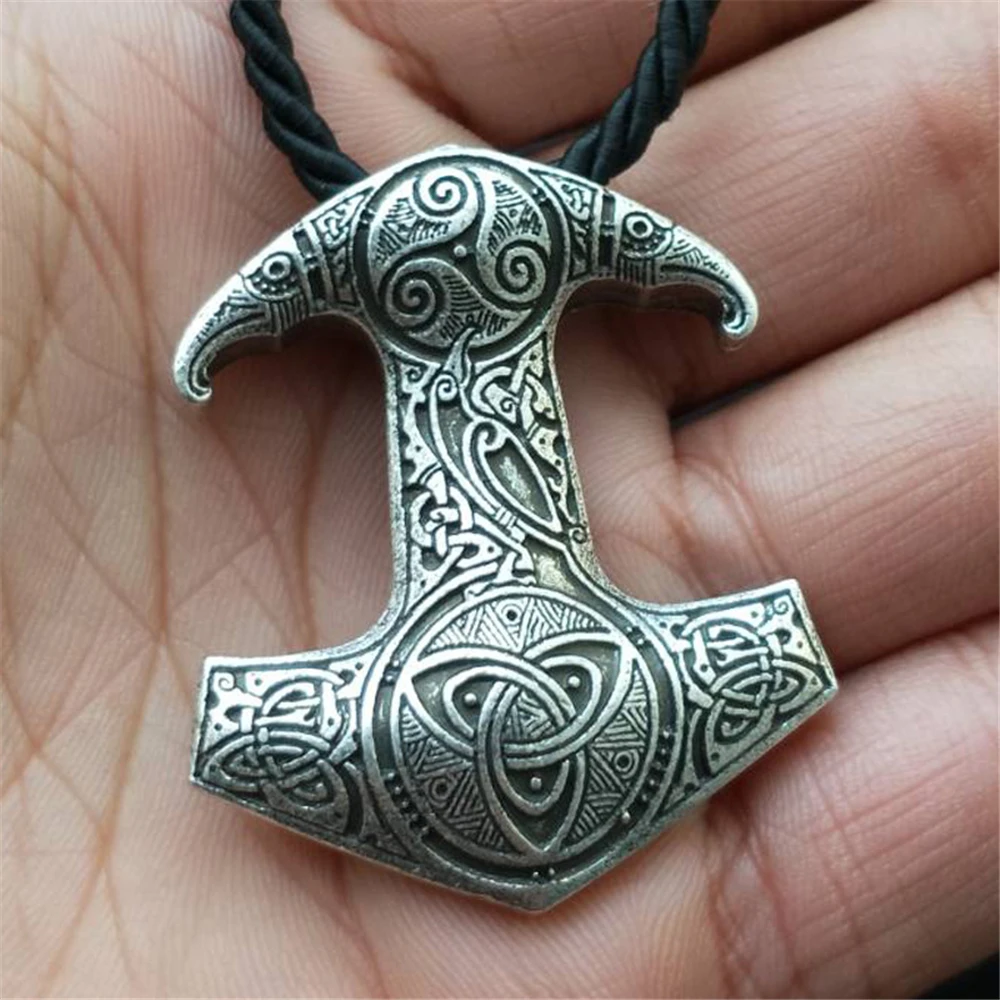 Фото Odins Raven славянский Kolovrat ожерелье с подвеской в форме руны Мужские украшения Молот Тора мьельнир Hammer подвеска амулет руническое ожерелье с уз... №1