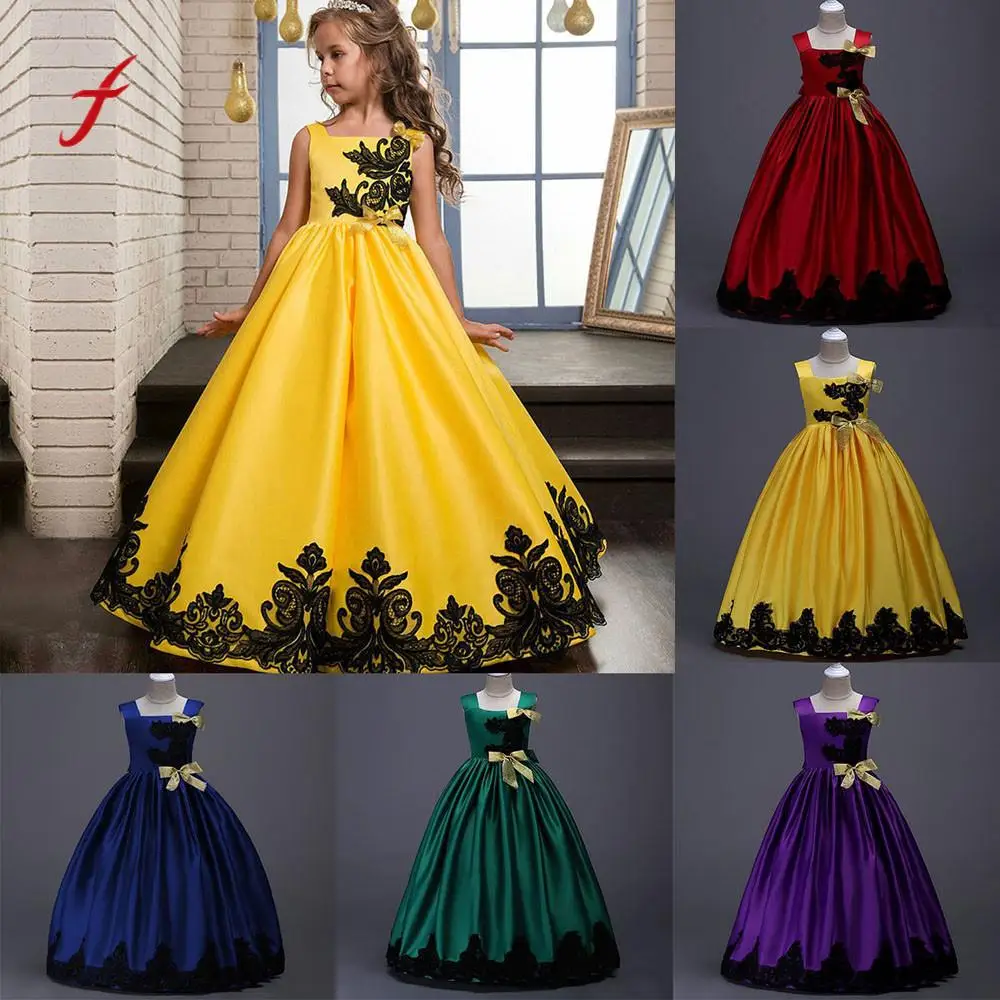 Feitong/качественное платье принцессы с цветочным узором для девочек Vestidos De Festa