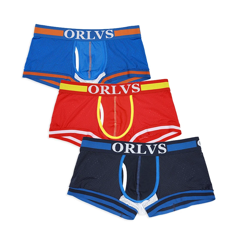 ORLVS 3 шт Боксеры Мужское нижнее белье мужское Cueca Masculina боксеры Сетчатое мужские