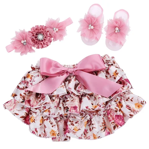 Шорты с оборками для маленьких девочек комплект головной убор с потрепанным цветком с жемчугом детские шорты для девочек Roupas Infantil Meninas шаровары для маленьких девочек