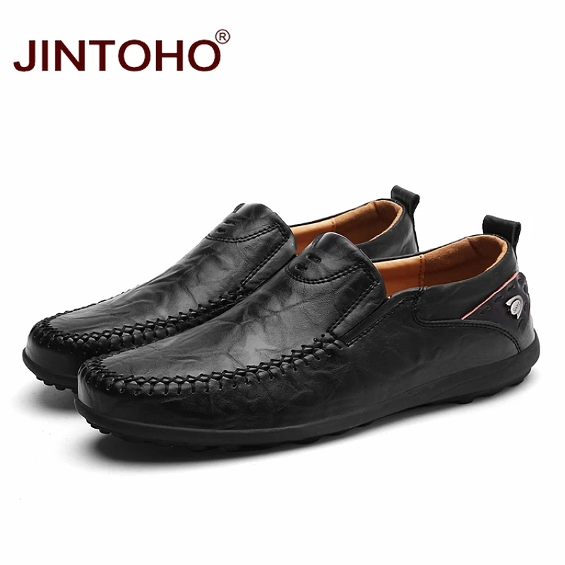 Туфли JINTOHO мужские кожаные брендовые модные туфли повседневная обувь из