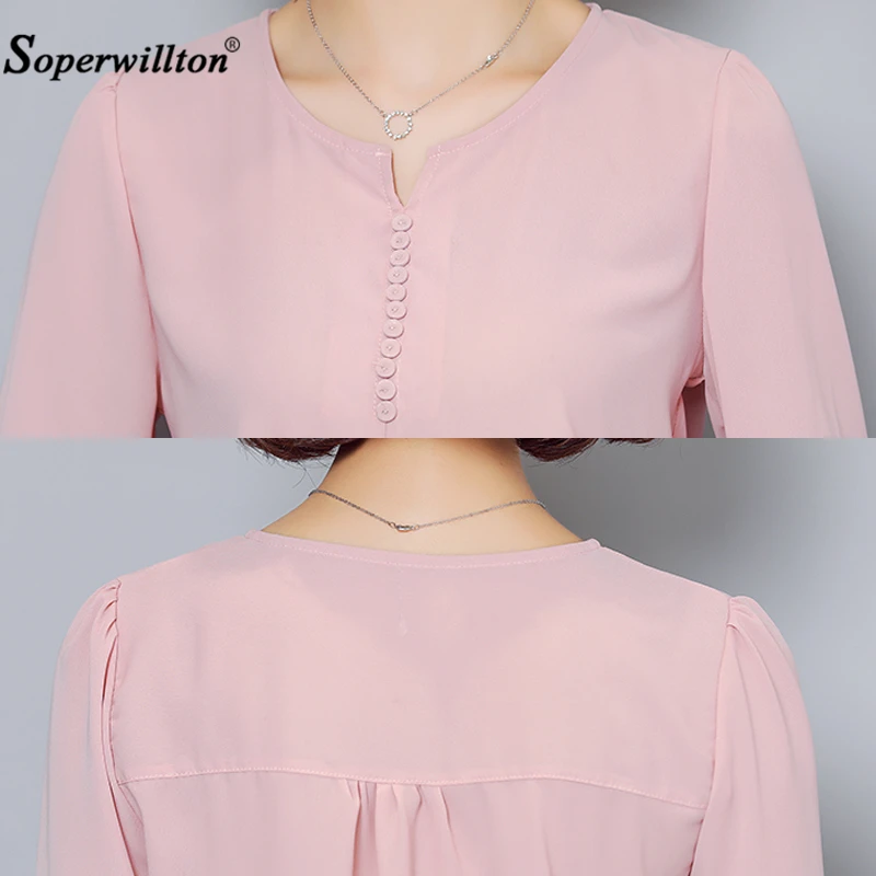 Женская шифоновая блузка с длинным рукавом V образным вырезом|women blusas|blusas fashionblusas