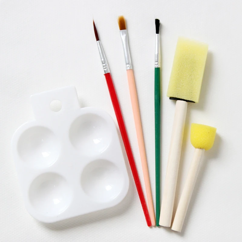 

Children's Painting Suite 6 pcs Kits Baby Graffiti Brush DIY Colour Brush Sponge Brush with Palette school educational supplies