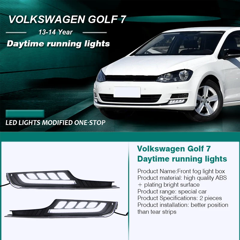 ROADOT дневные ходовые огни для vw golf 7 2013 2014 Led DRL Противотуманные фары автомобильные