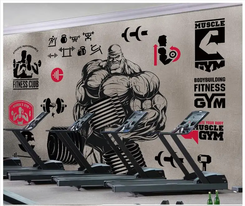 

3d wallpaper 3d murals wallpaper for walls 3 d Gym mural custom Muscle male fitness club background wall image wall decoration