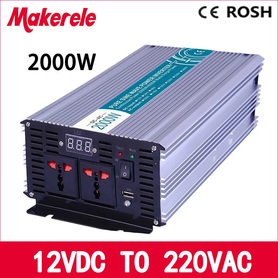 

pure sine wave power inverter 12v 220v 2000w high efficient off grid voltage solar converter LED Display MKP2000-122