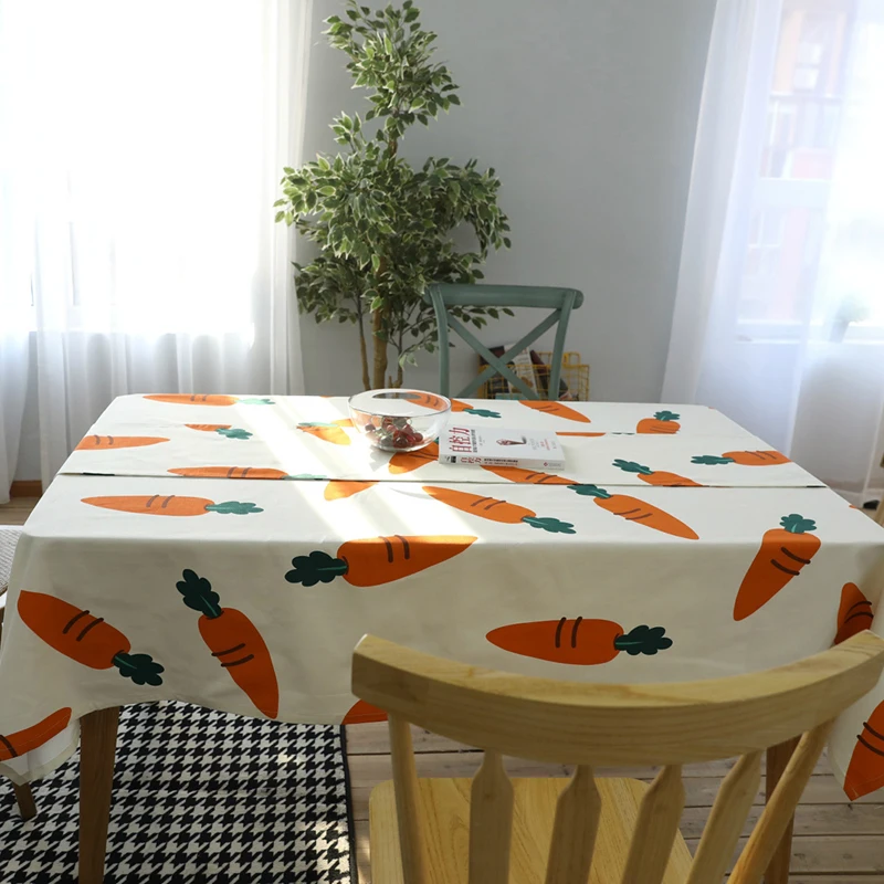 Cute Cartoon Pattern Tablecloth Mantel Rectangular Elegant Table Cover Carrot Vegetables Creative Tablecloths | Дом и сад