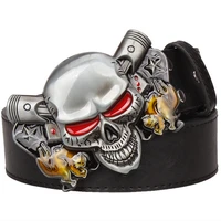 wild exaggerated style belt joker poker metal buckle belts demon clown skull mens leather belt hip hop waistband