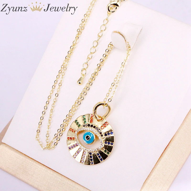10 шт 2019 новый дизайн корейская мода Pave Eye CZ кулон Блестящий кристалл волшебная