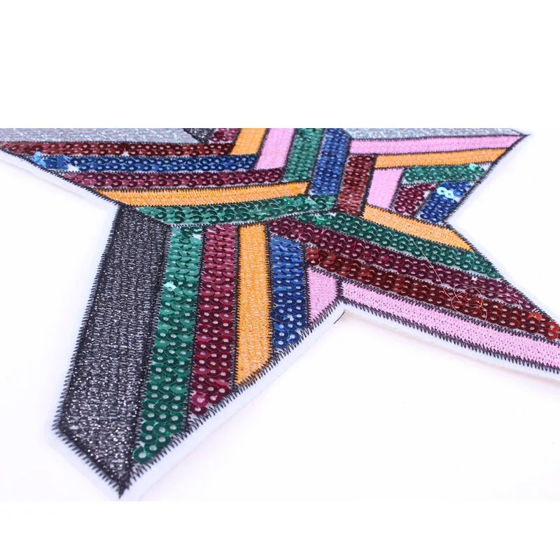 Prajna Sewing Accessories 3D Pentagram Patch Sequin Sew On Embroidered Patches For Clothes T-shirt Badges Applique Washable DIY | Дом и сад