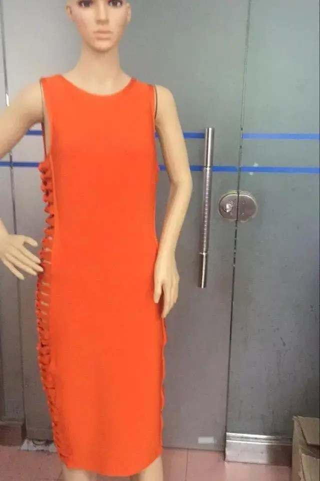 Лидер продаж Для женщин Роскошные пикантные оранжевый по колено Бандажное