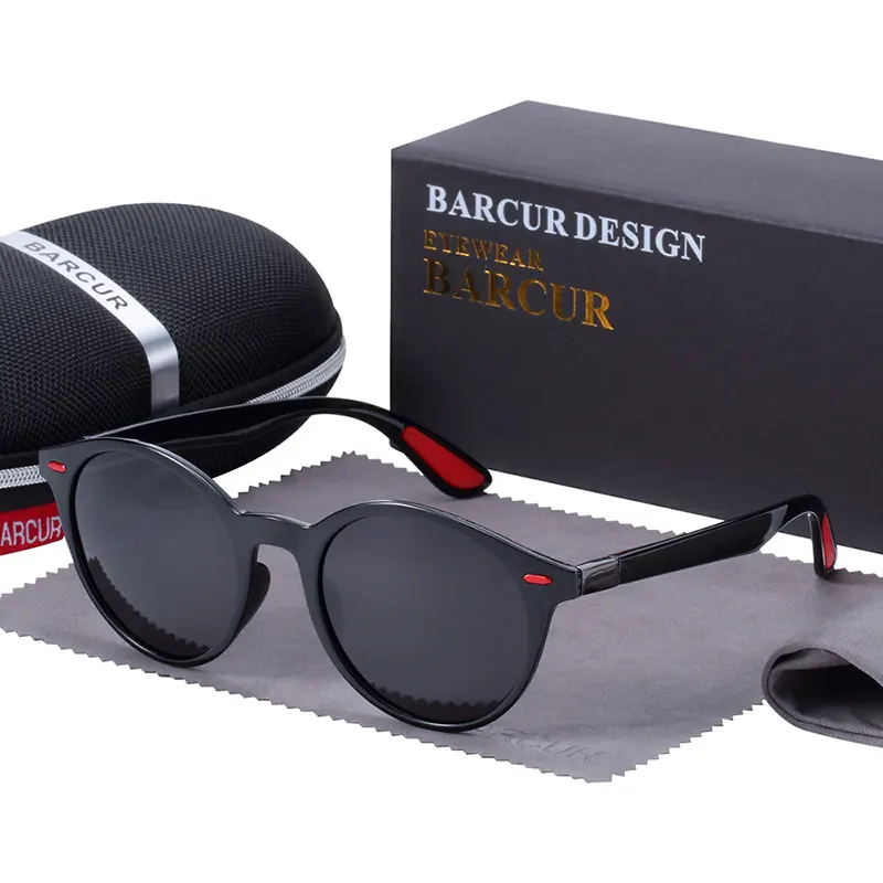 Gloss Black BARCUR трендовые TR90 поляризованных солнцезащитных очков Для женщин квадратные очки Для мужчин солнцезащитные очки Винтаж унисекс Мужской UV400 Oculos de sol masculino - Цвет линз: Gloss Black