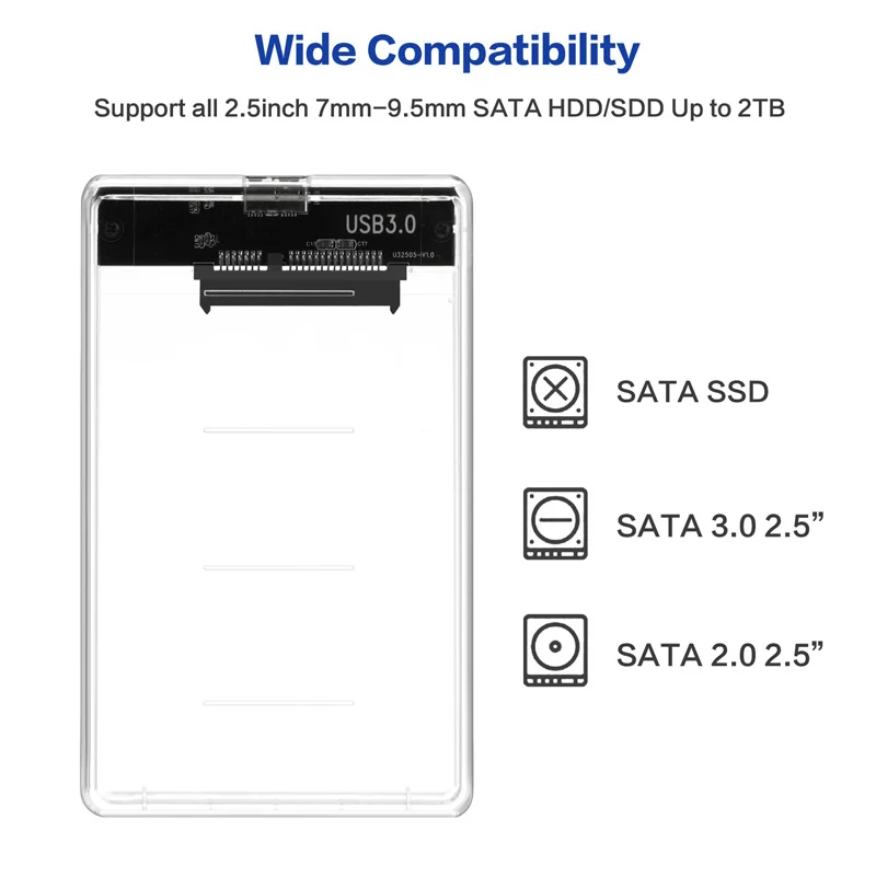 Moweek прозрачный 2 5 дюймов HDD Sata случае к USB адаптер с кабелем hdd box usb 3 0 High Скорость