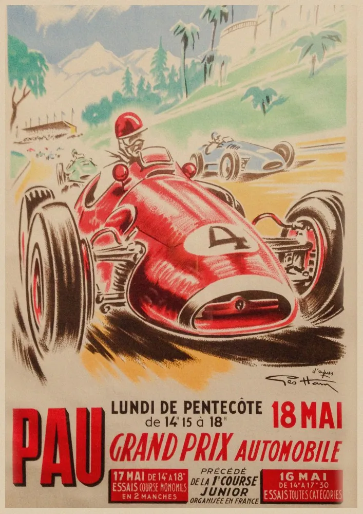 Супер гоночный автомобиль Ретро 2006 Monaco 64-й двигатель постер стеновое искусство