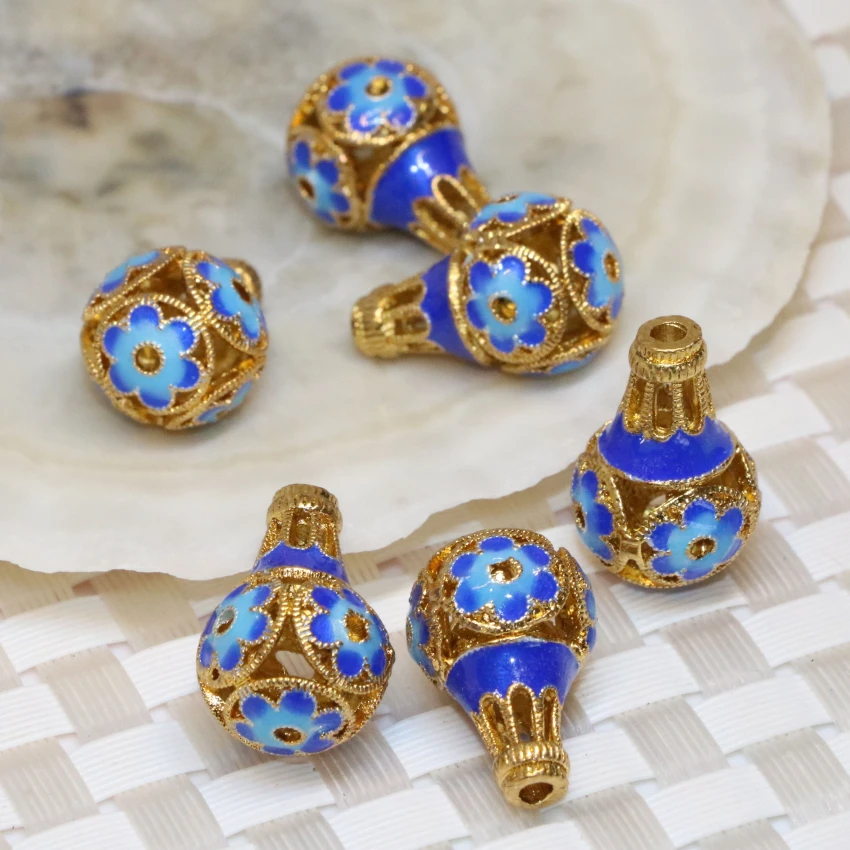 Высокое качество 14х21 мм милые синие Бусины в форме тыквы разделители перегородки