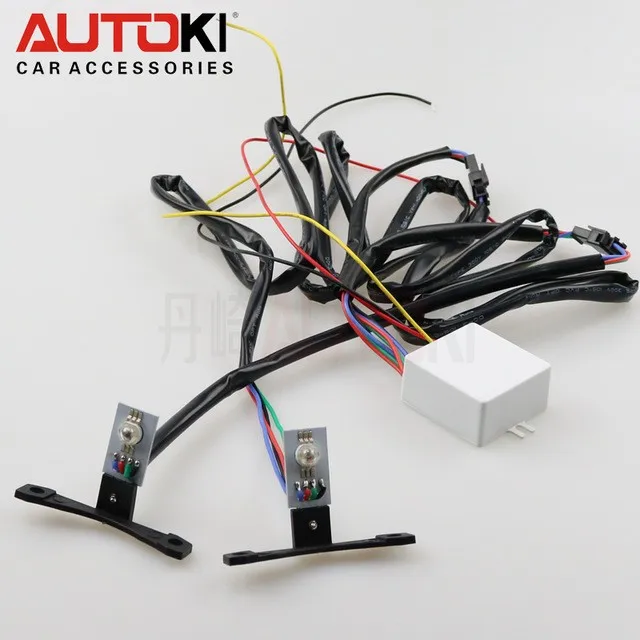 Autoki 2 шт. автомобильный Стайлинг СВЕТОДИОДНЫЙ многоцветный RGB Devil Eyes Demon Eye Самозащита для фар проектор Объектив модификация