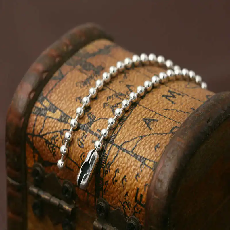 S925 sterling silver men's necklace personalized fashion jewelry round beads with a chain of 2018 new gift to send lover | Украшения и