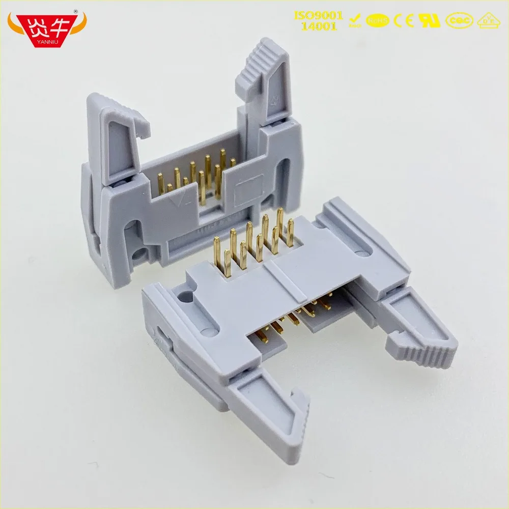 

DC2-10P IDC SOCKET BOX 2.54mm PITCH EJECTOR HEADER RIGHT ANGLE CONNECTOR 2*5P 10PIN CONTACT PART OF THE GOLD-PLATED 3Au YANNIU