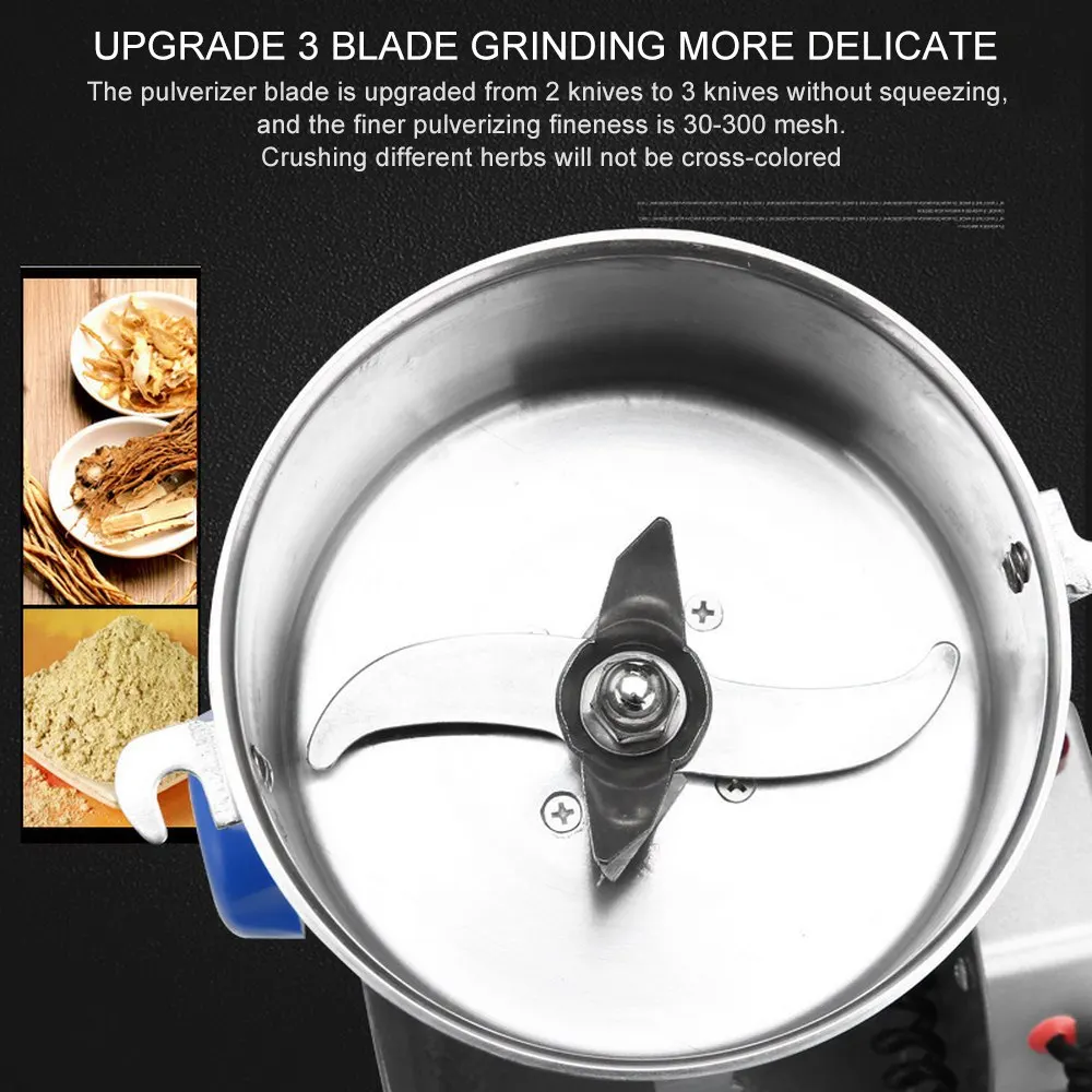 

800G 220V Electric Grains Herbal Powder Miller Dry Food Grinder Machine High Speed Intelligent Spices Cereals Crusher Swing Type