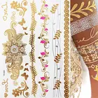 1 лист флэш Бохо металлические золотые перья мерцающие ювелирные изделия фестиваль временные татуировки