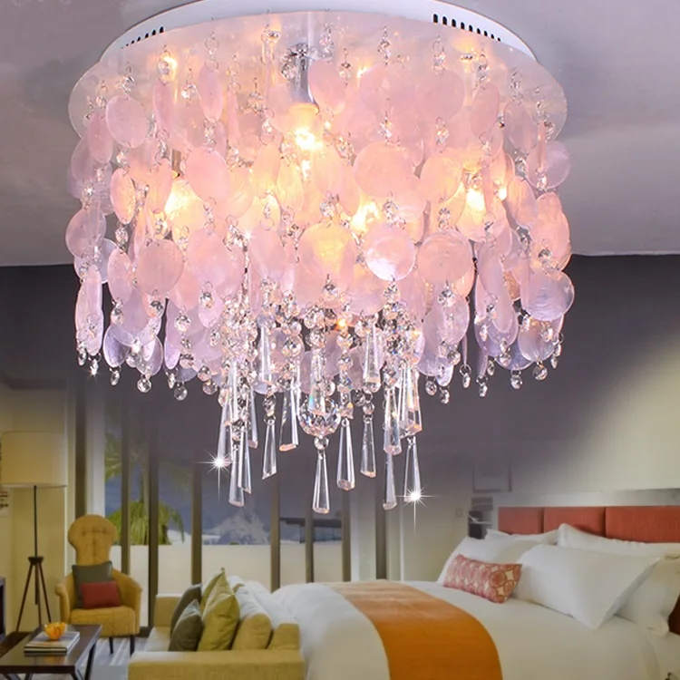 

bedroom light crystal ceiling lamp natural shell lamp Mediterranean shell bedroom lamp living room light ZA81415