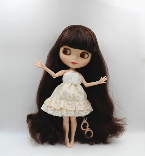 Кукла Blygirl Blyth коричневые челки можно закрыть глаза матовое лицо ракушка