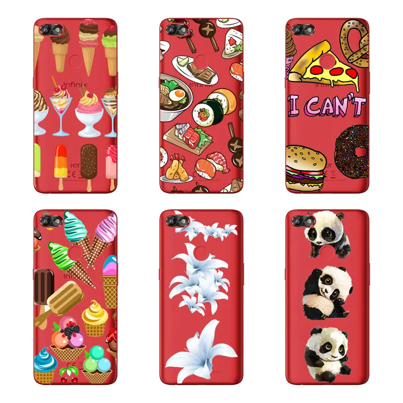 Infinix HOT 6 X606 X606B X606C X606D Case Silicon Black Painting flower Soft TPU Back Cover for protect Phone cases |