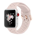 Ремешок для Apple Watch SE, 6, 4, 5, 40 мм, 44 мм, мягкий силиконовый дышащий спортивный ремешок для iWatch Series 5, 4, 3, 2, 1, 38 мм, 42 мм