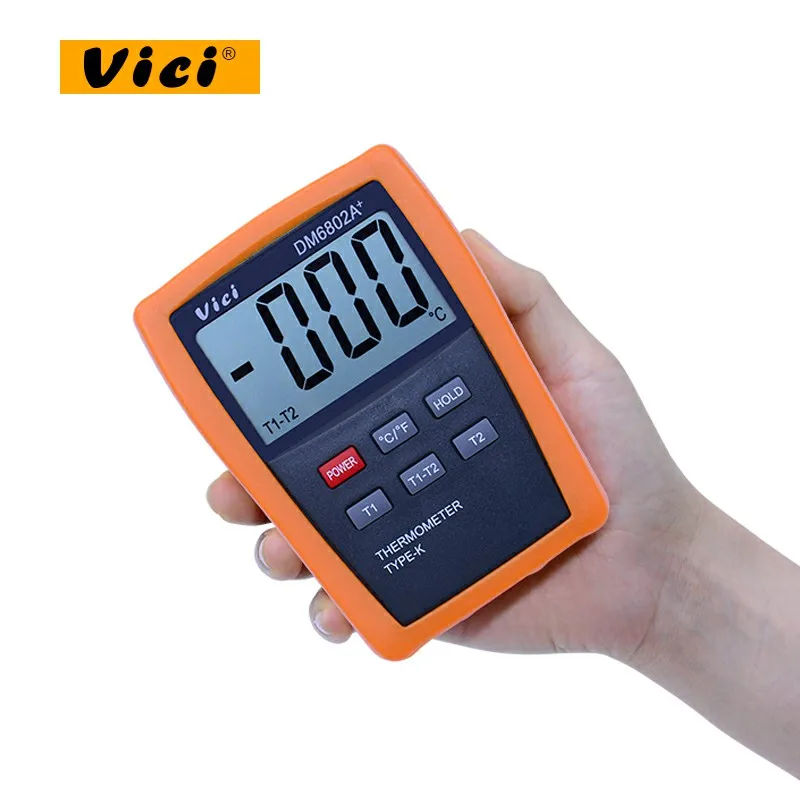 VICI DM6802A + ЖК цифровой термометр измеритель температуры двухканальный k тип зонды