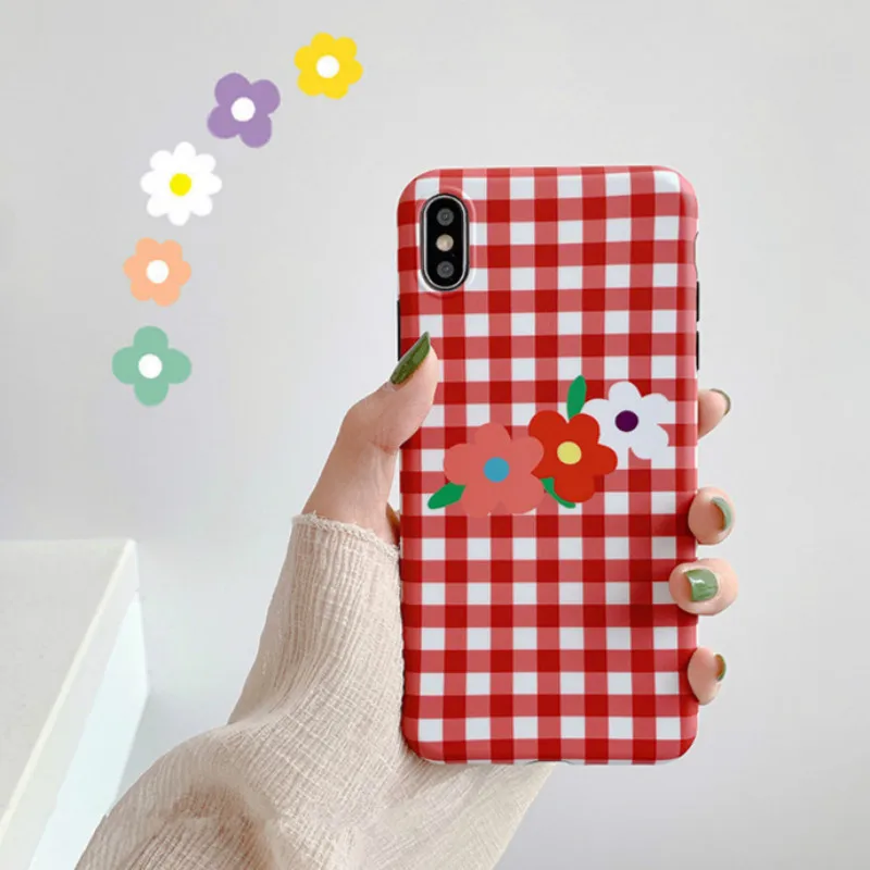 POBLU Cute Flower Floral Case For iphone XR XS Max Fashion Lattice TPU Soft Back Phone Cover Shell 6s 7 8 Plus Capa |