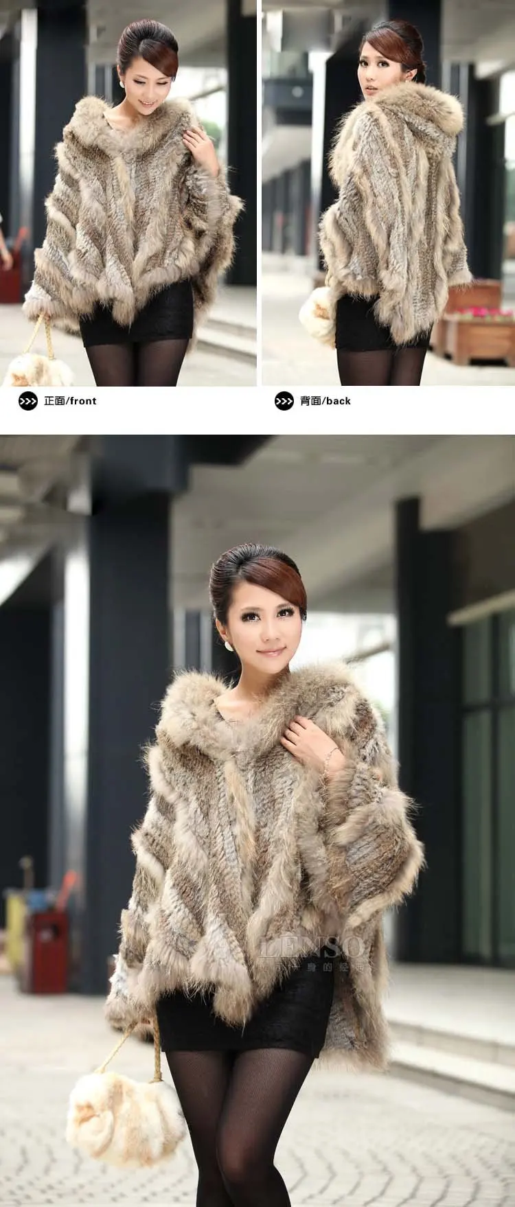 Модная женская шаль VK0033 из натурального кроличьего меха с капюшоном женский