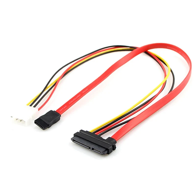 SATA 22Pin комбинированный к 15 Pin Power + 7 кабель для передачи данных 4 Molex К Serial ATA Lead