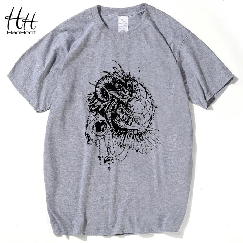 Мужская рубашка с коротким рукавом HanHent King футболка в стиле хип-хоп черепом Swag Rock