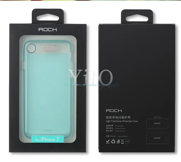 100 шт./лот Оригинальный Чехол Rock Light Tube Серии Прозрачный ТПУ + PC Для iPhone 6 S Plus 7/7 Плюс