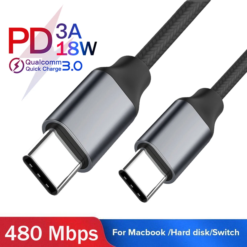 Jetjoy USB C к USB C type C кабель Male to Male 3A PD кабель для быстрой зарядки данных зарядный кабель нейлоновый плетеный провод PD 18 Вт Быстрая зарядка