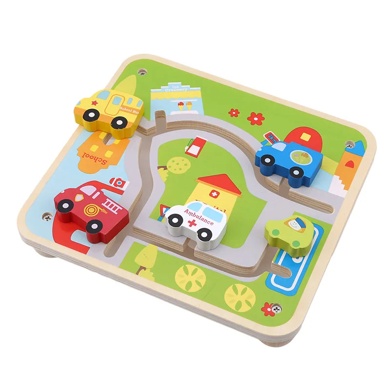 

Wooden Cartoon City Track Building Block Chidlren Cars Building Blocks Baby Kids Early Education Toys Childhood Creative Blocks