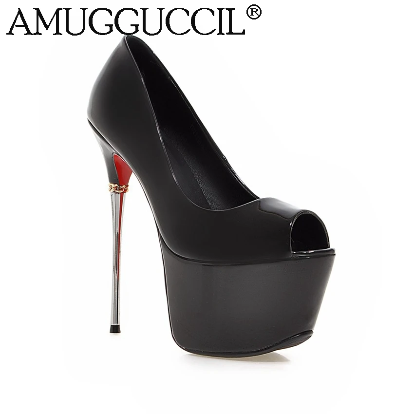 Женские туфли на высоком каблуке 16 см черные белые золотые серебряные персиковые