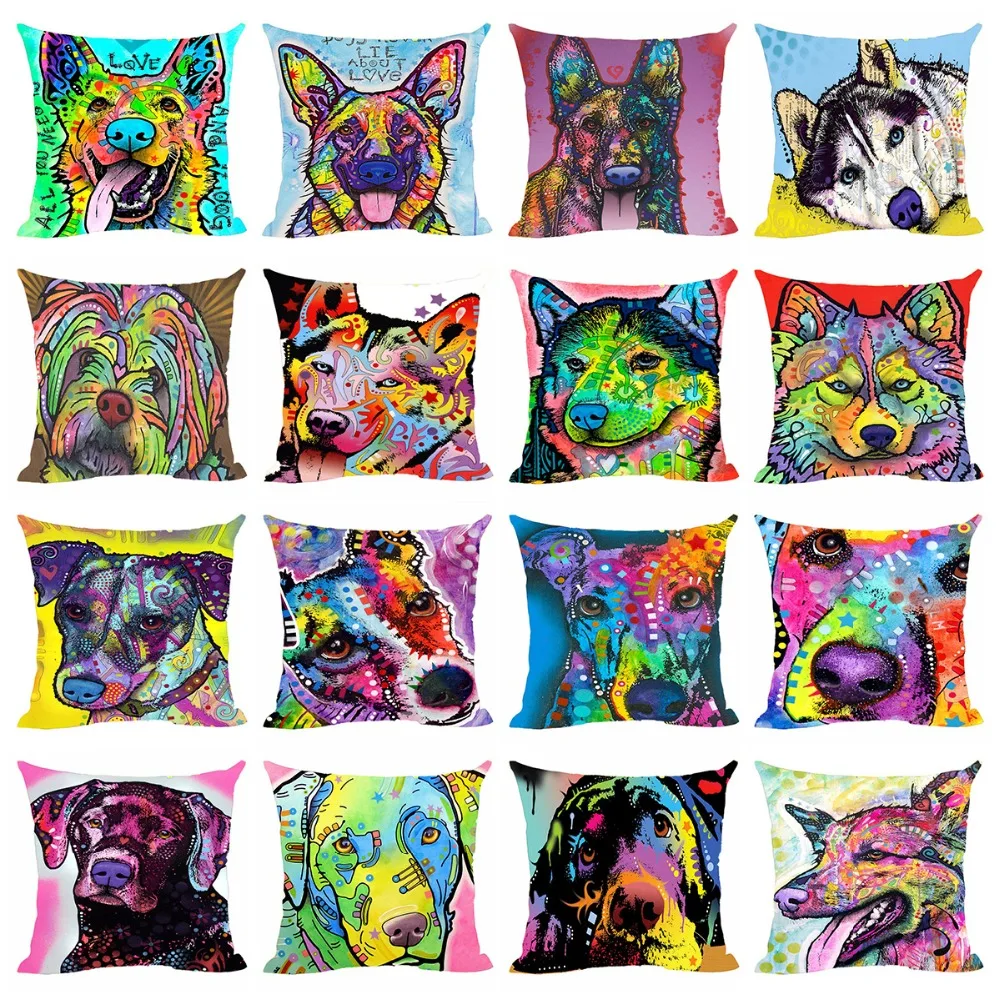 Льняная немецкая овчарка Хаски Лабрадор наволочка для подушки милая собака