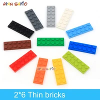 40pcs diy building blocks thin figures bricks 2x6 dots 12color educational creative size compatible with 3795 toys for children