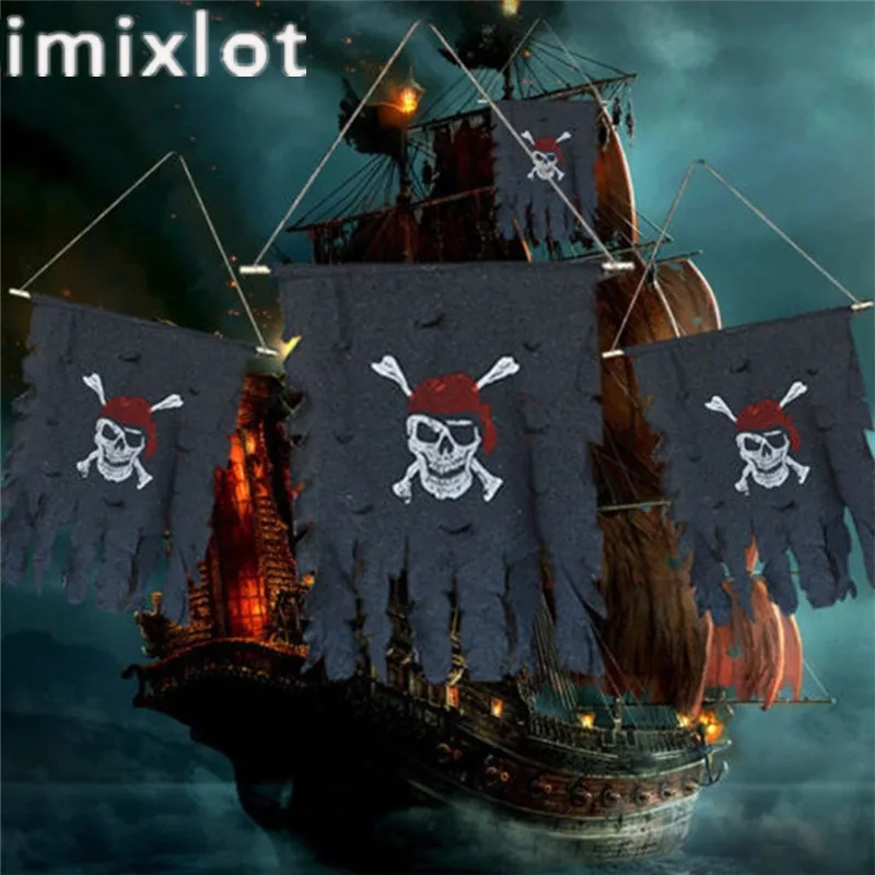 Imixlot Новое поступление Хэллоуин Супер Большой Разрушенный Пиратский Флаг Висячий Подвесной Террор Призрак Партия Поставки.