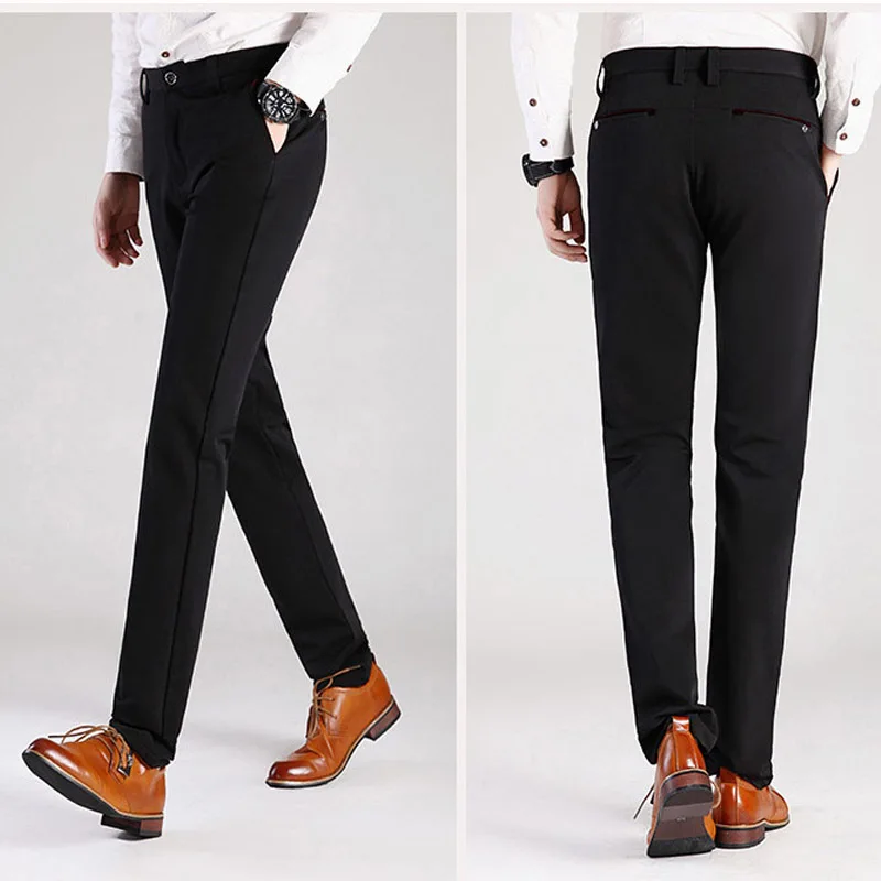 Брендовые мужские брюки Slim Fit весна лето повседневные деловые винно красные